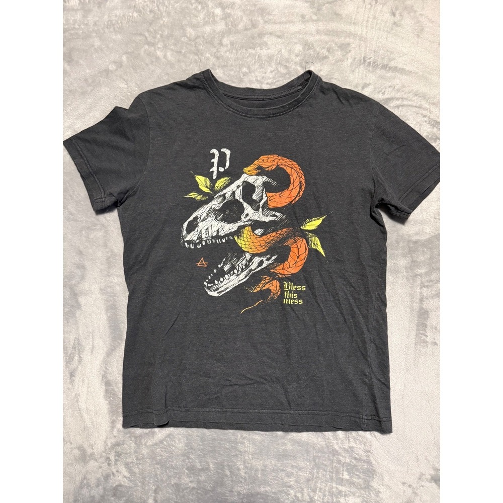 Eleven Paris Graphic T-Shirt Mens Small Black Skull Snake Bless This Mess